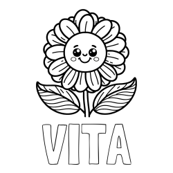 Pobarvanka imena VITA in pobarvanka ljubke in nasmejane rože