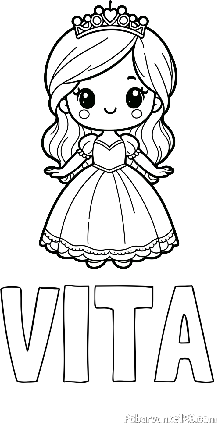 Pobarvanka imena VITA in pobarvanka ljubke princeske