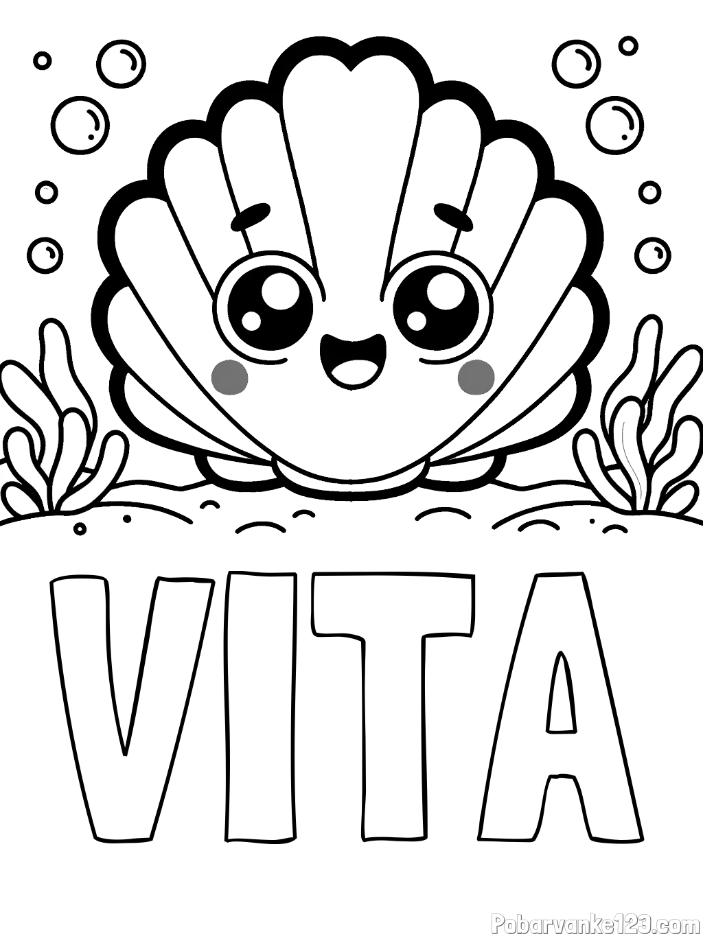 Pobarvanka imena VITA in pobarvanka nasmejane školjke