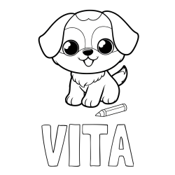 Pobarvanka imena VITA in pobarvanka prikupnega kužka