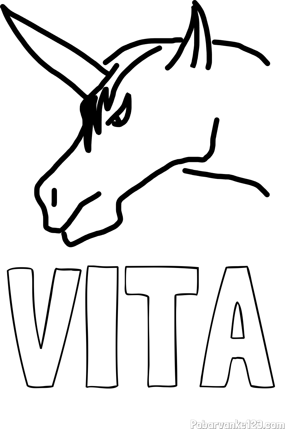 Pobarvanka imena VITA in pobarvanka unicorn