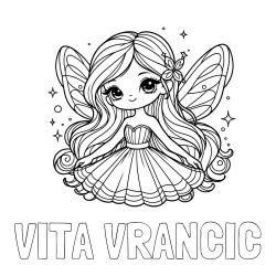Online izdelana pobarvanka - Pobarvanka imena VITA VRANČIČ in pobarvanka ljubke in nasmejane čarobne vile