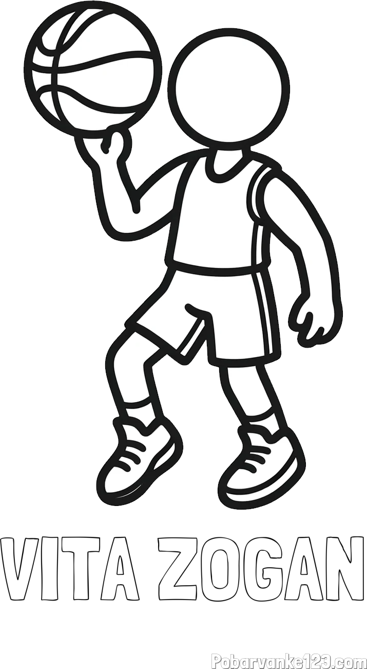 Pobarvanka imena VITA ŽOGAN in otroška pobarvanka košarkarja