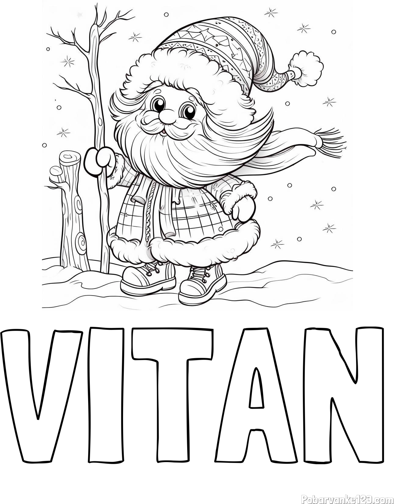 Pobarvanka imena VITAN in pobarvanka prikupnega Dedka Mraza