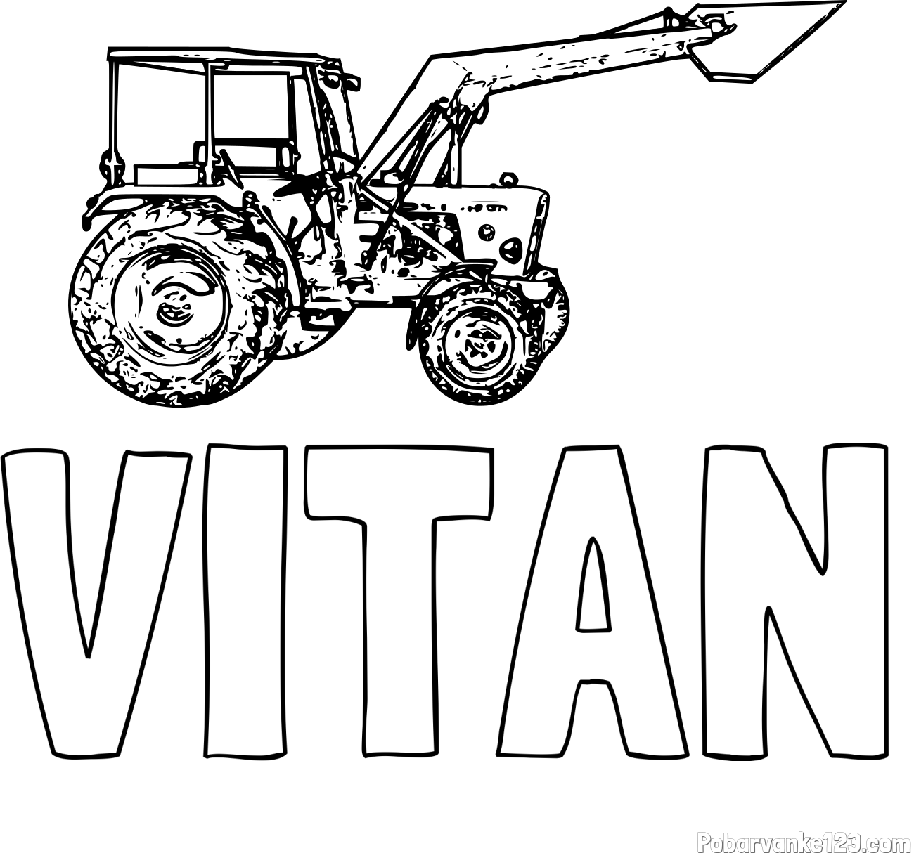Pobarvanka imena VITAN in pobarvanka starega traktorja