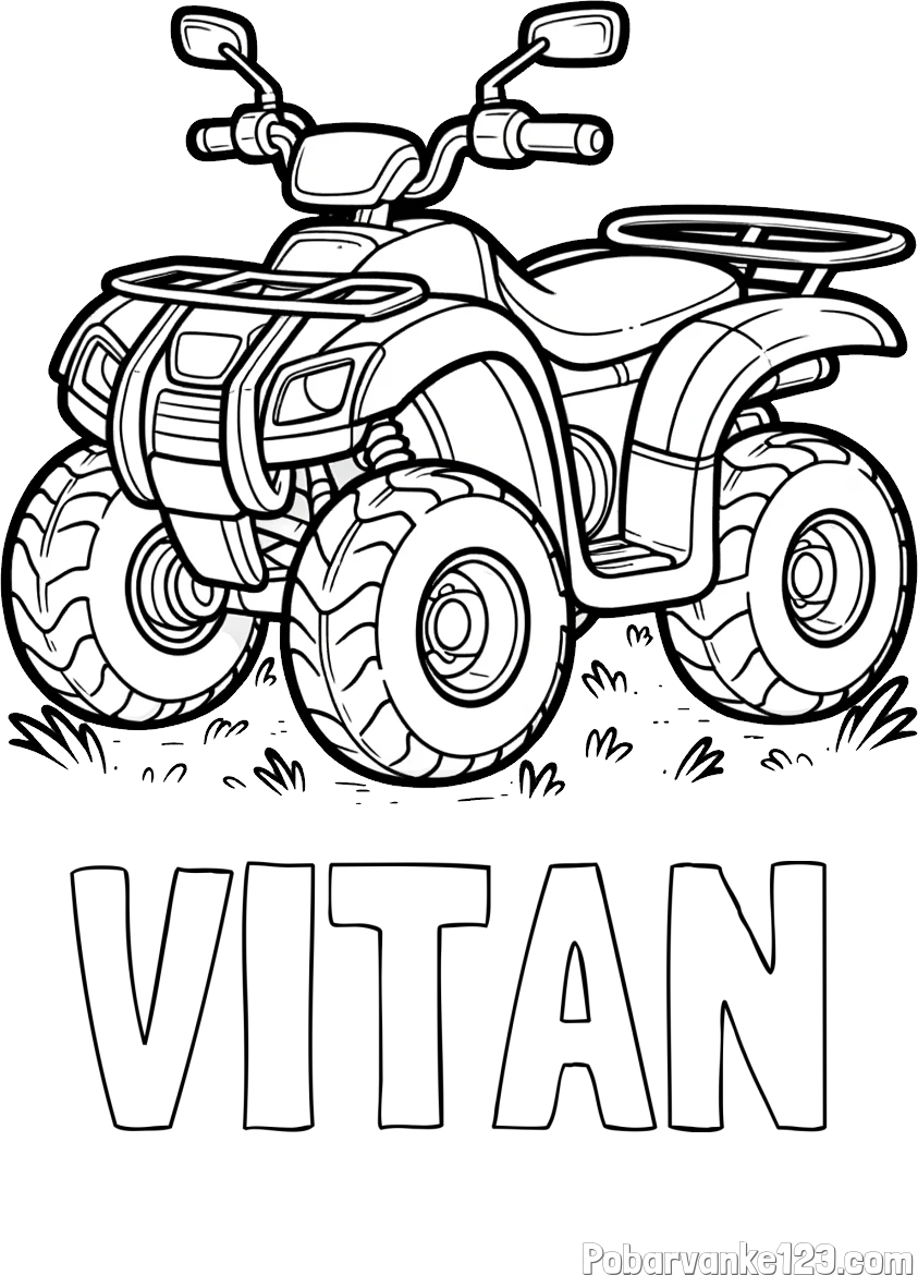 Pobarvanka imena VITAN in pobarvanka velikega štirikolesnika