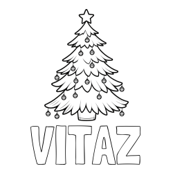 Online izdelana pobarvanka - Pobarvanka imena VITAŽ in pobarvanka božične jelke z božično zvezdico in bunkicami