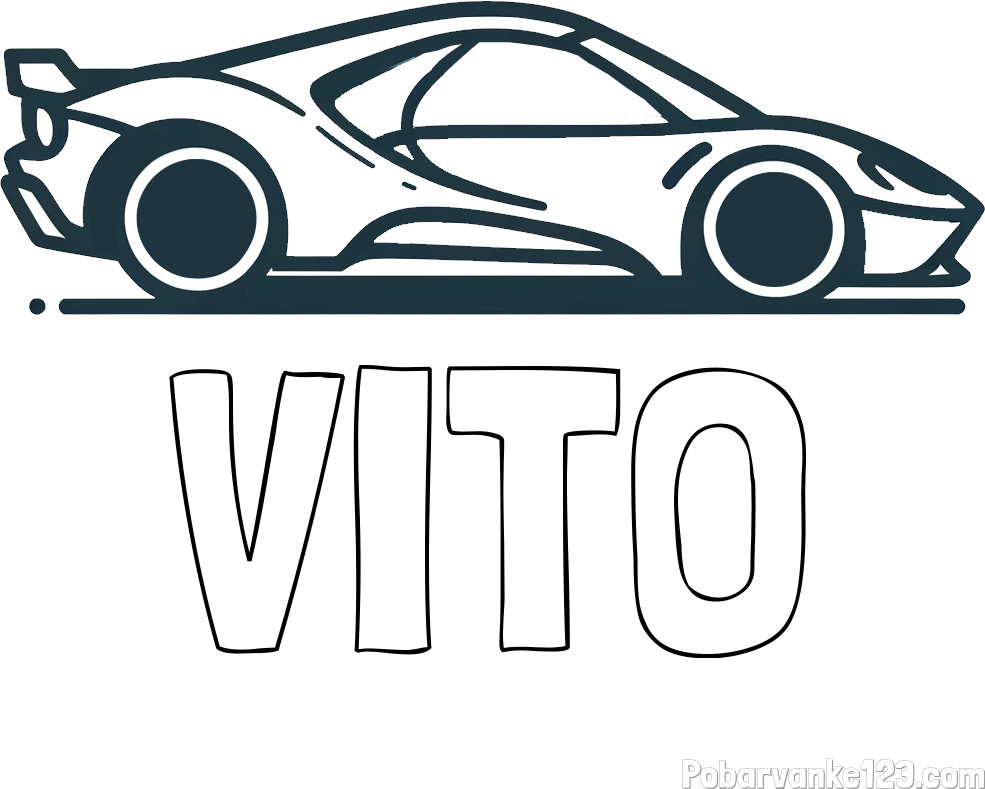 Pobarvanka imena VITO in dirkalnega avtomobila