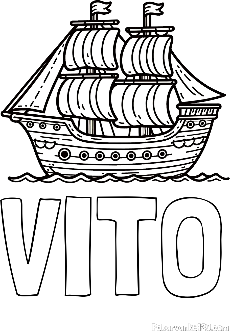 Pobarvanka imena VITO in otroška pobarvanka ladje