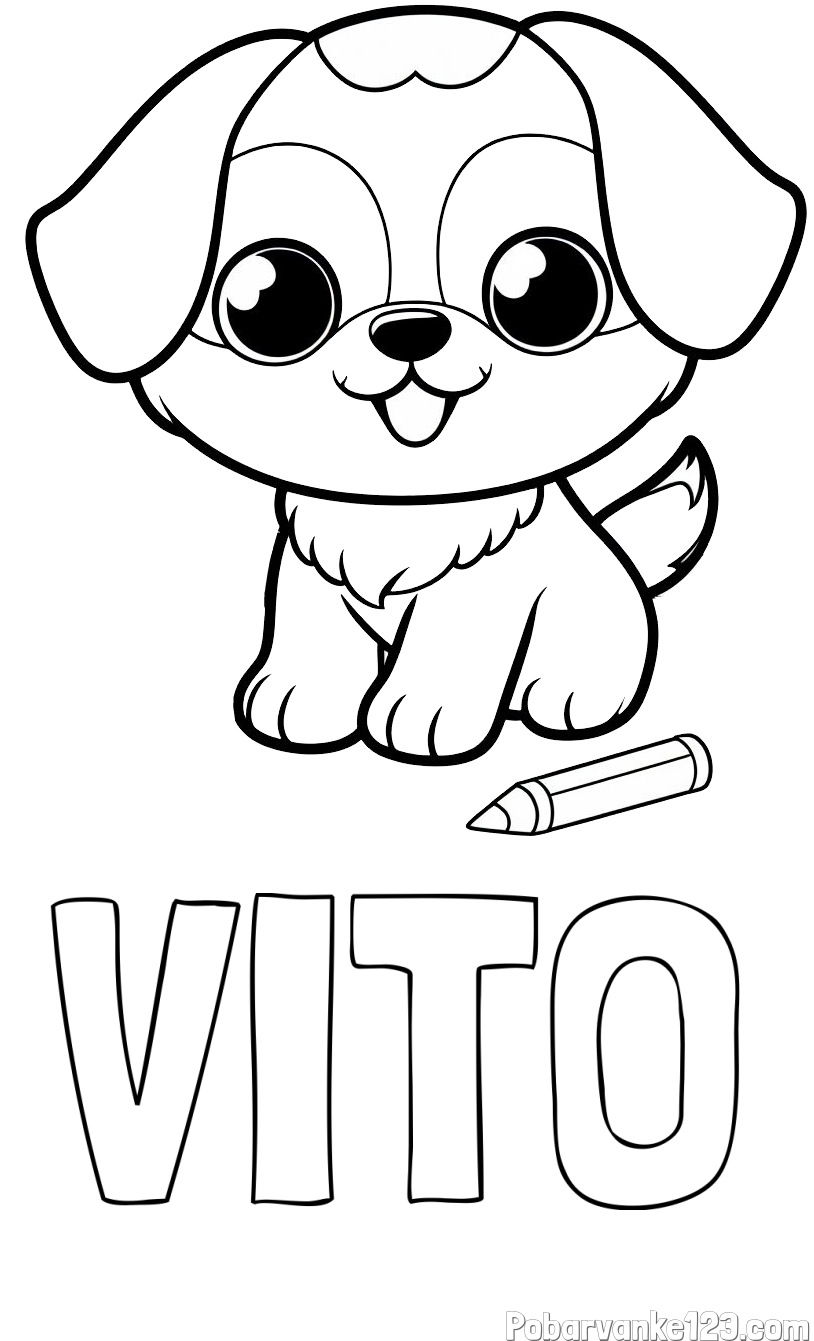 Pobarvanka imena VITO in pobarvanka prikupnega kužka