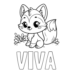 Online izdelana pobarvanka - Pobarvanka imena VIVA in pobarvanka lisičke