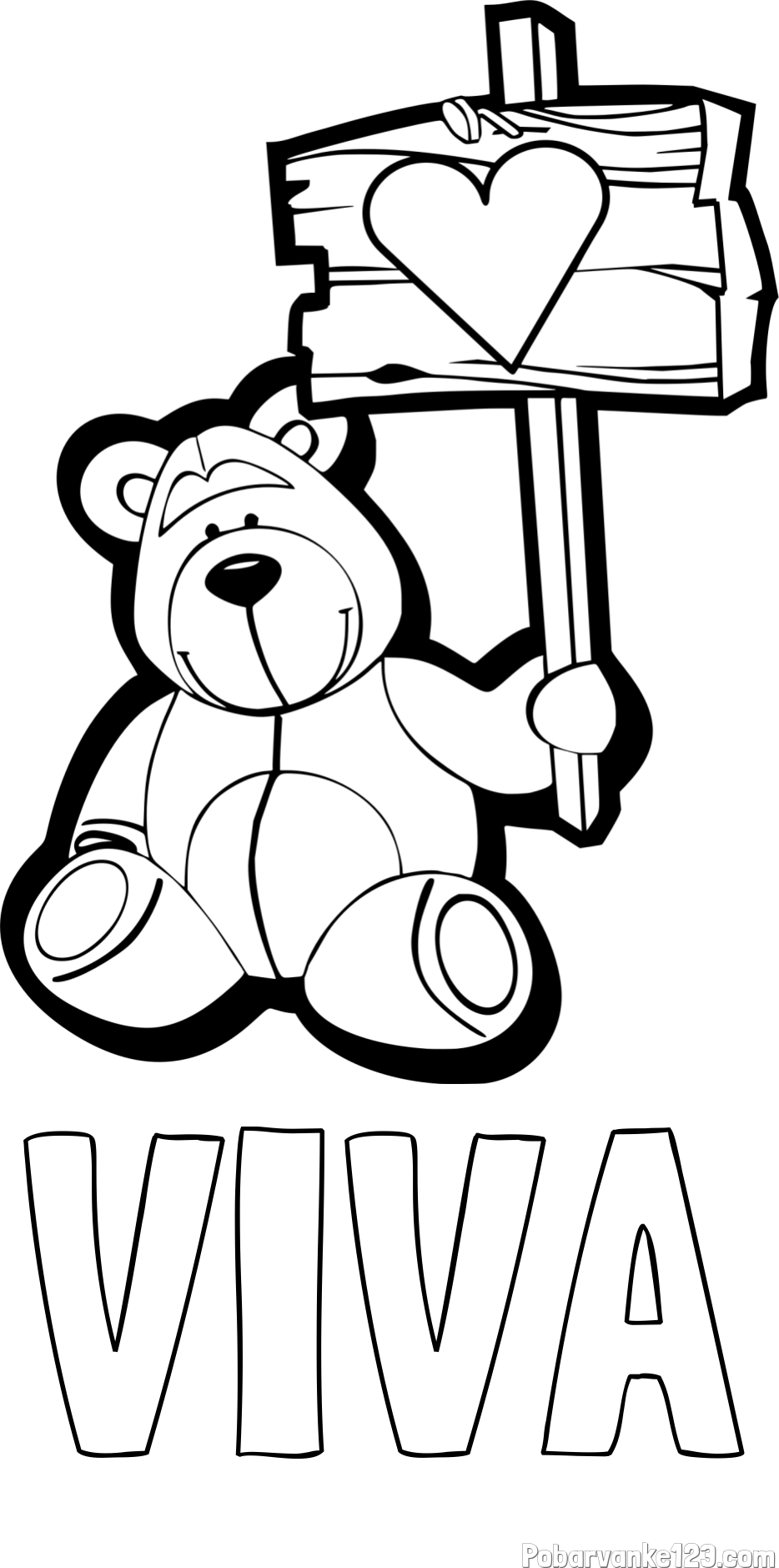 Pobarvanka imena VIVA in pobarvanka prikupnega medvedka