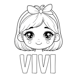 Online izdelana pobarvanka - Pobarvanka imena VIVI in pobarvanka obraza ljubke punčke