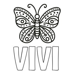 Online izdelana pobarvanka - Pobarvanka imena VIVI in preprosta pobarvanka metulja