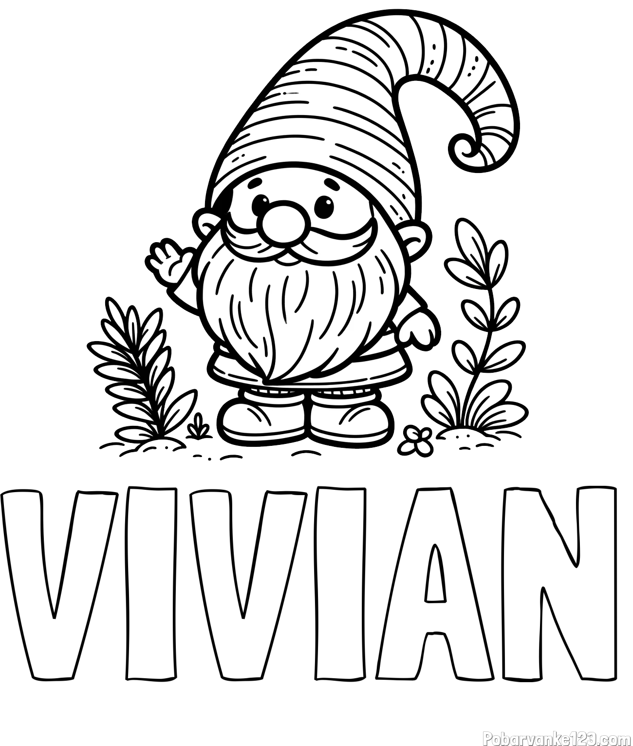 Pobarvanka imena VIVIAN in pobarvanka prijaznega škrata oz. palčka