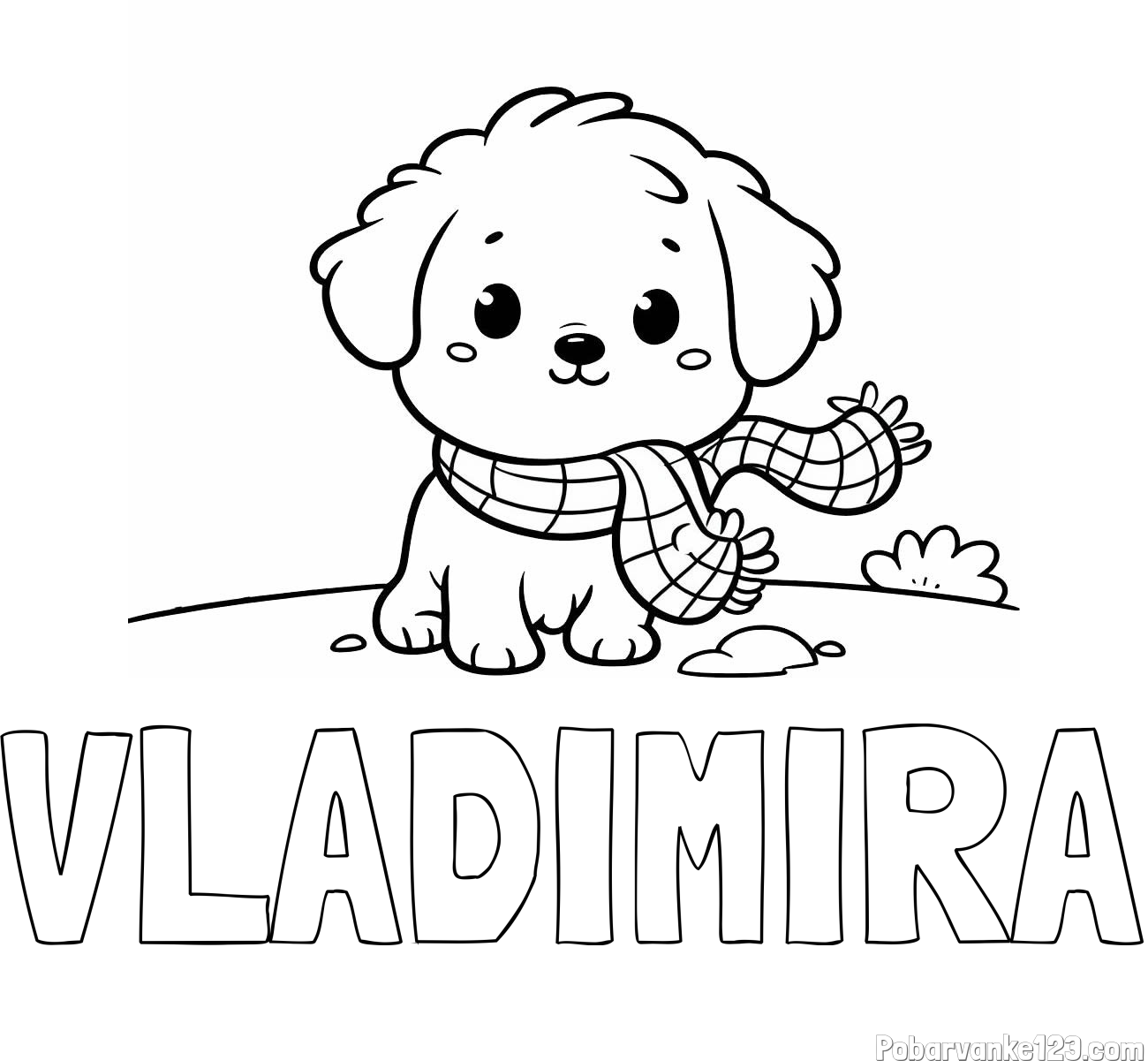 Pobarvanka imena VLADIMIRA in pobarvanka prikupnega psička