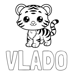 Online izdelana pobarvanka - Pobarvanka imena VLADO in pobarvanka ljubkega tigrčka