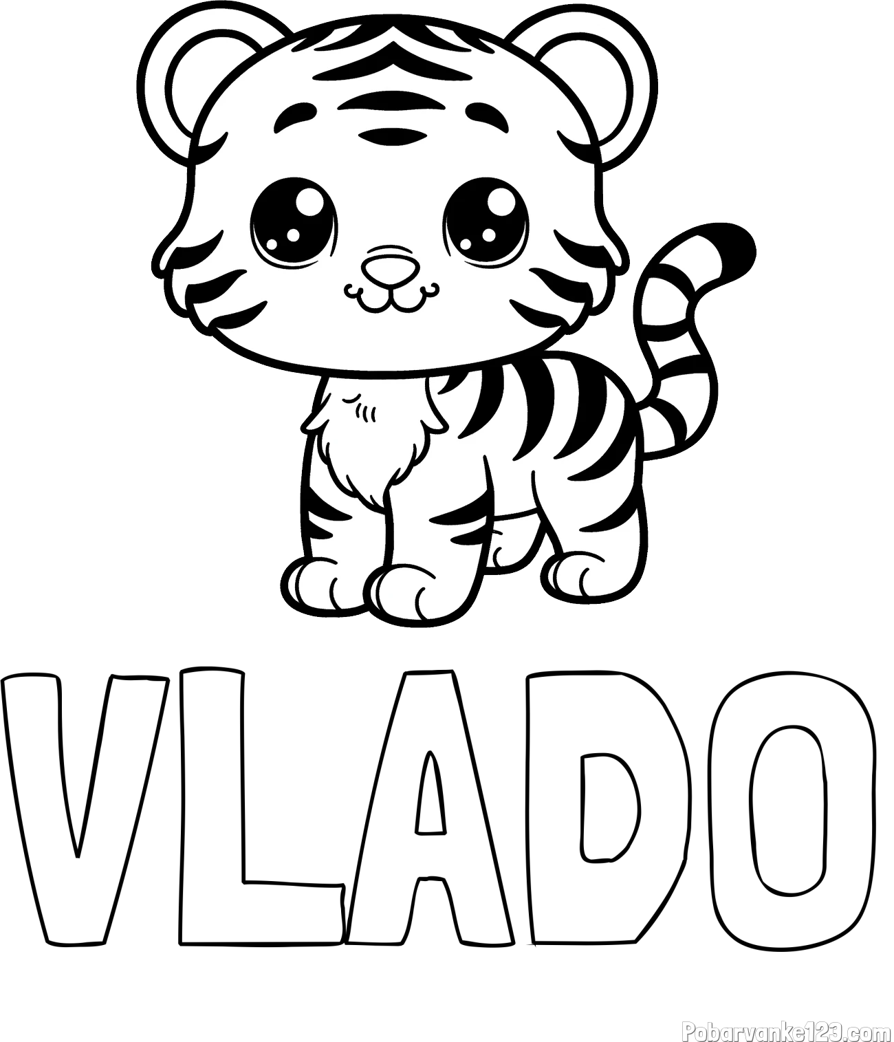 Pobarvanka imena VLADO in pobarvanka ljubkega tigrčka