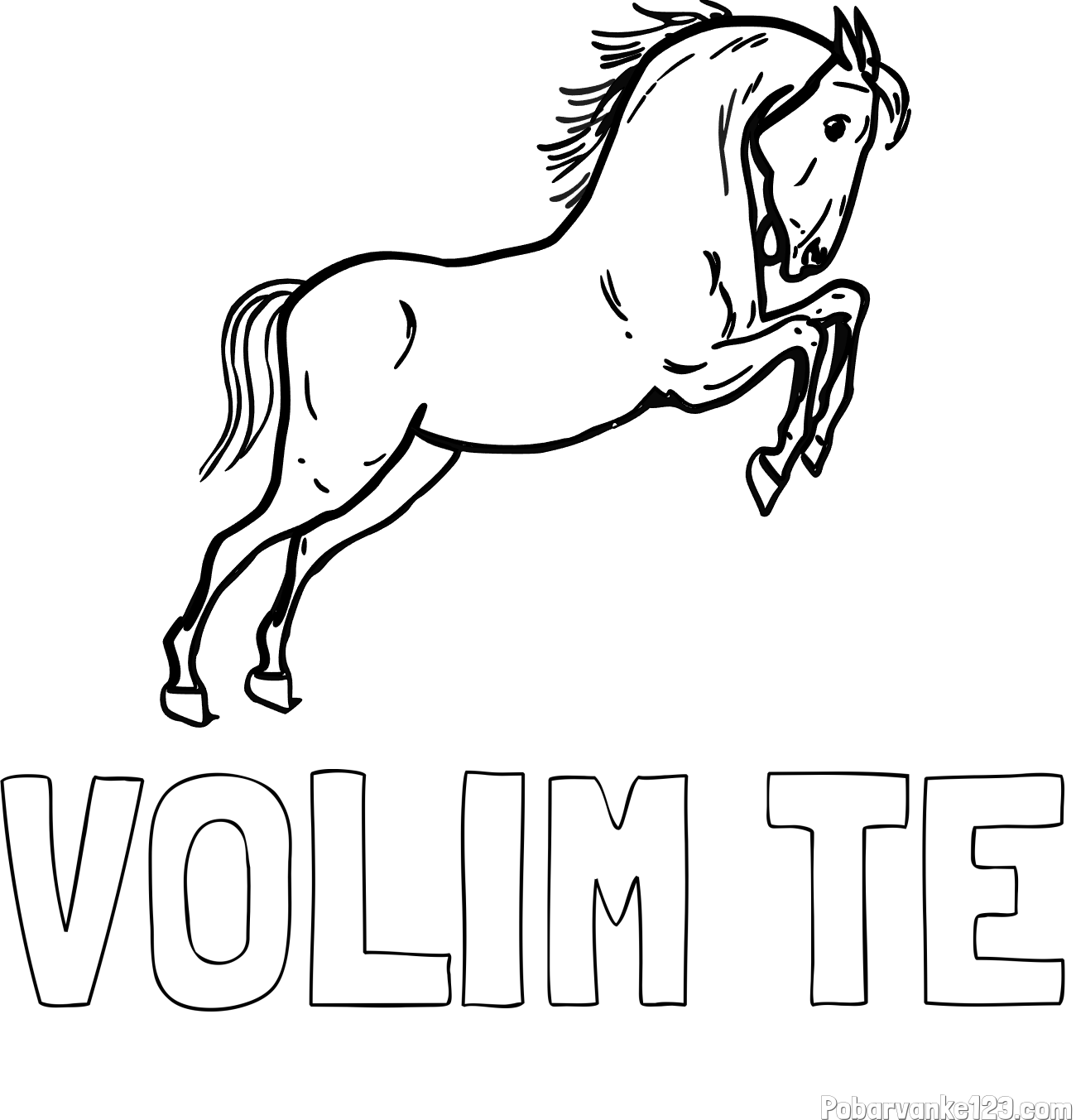Pobarvanka imena VOLIM TE in pobarvanka konja v skoku