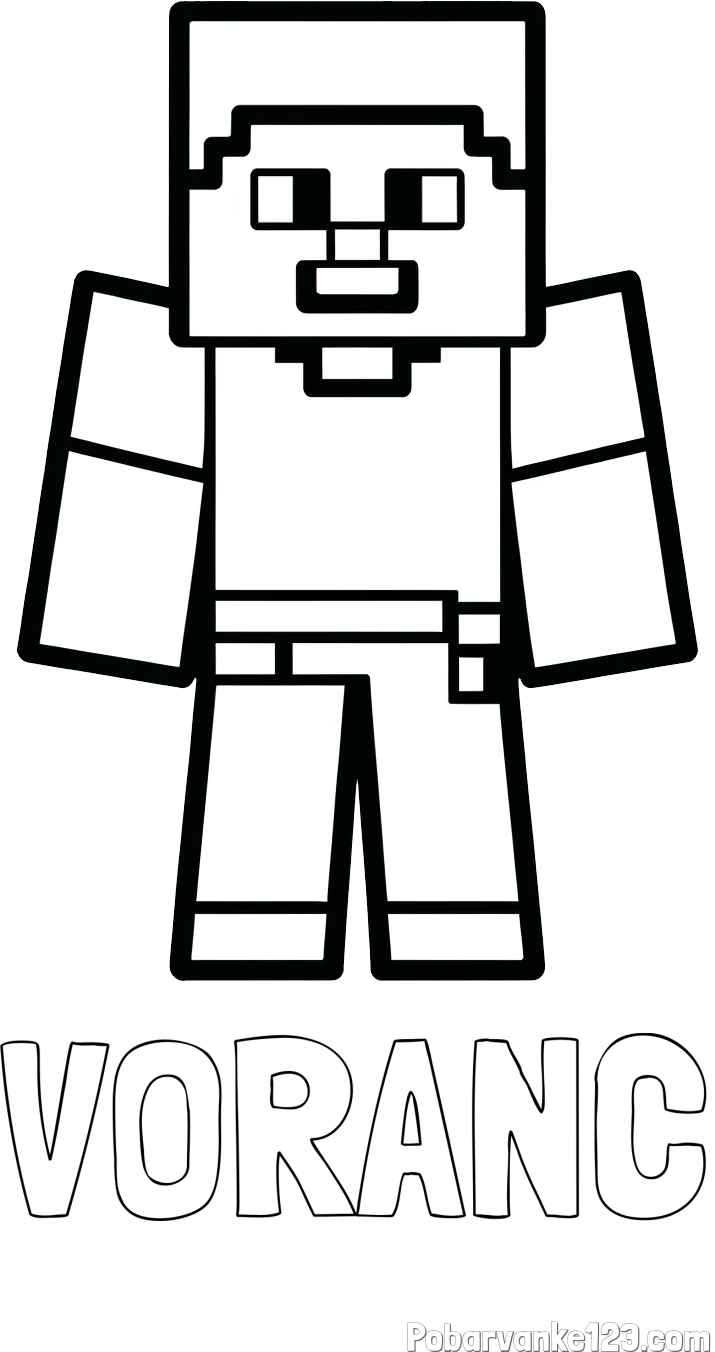 Pobarvanka imena VORANC in pobarvanka Minecraft figurice