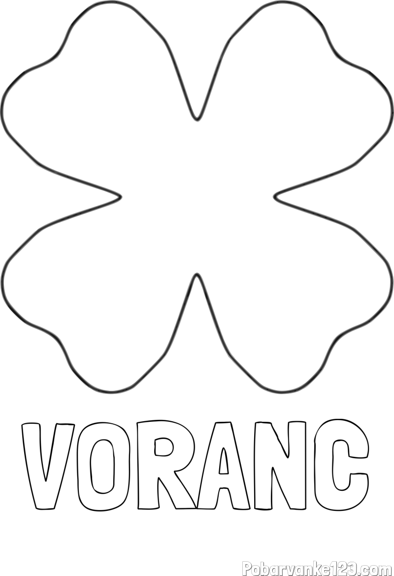Pobarvanka imena VORANC in pobarvanka štiriperesna deteljica