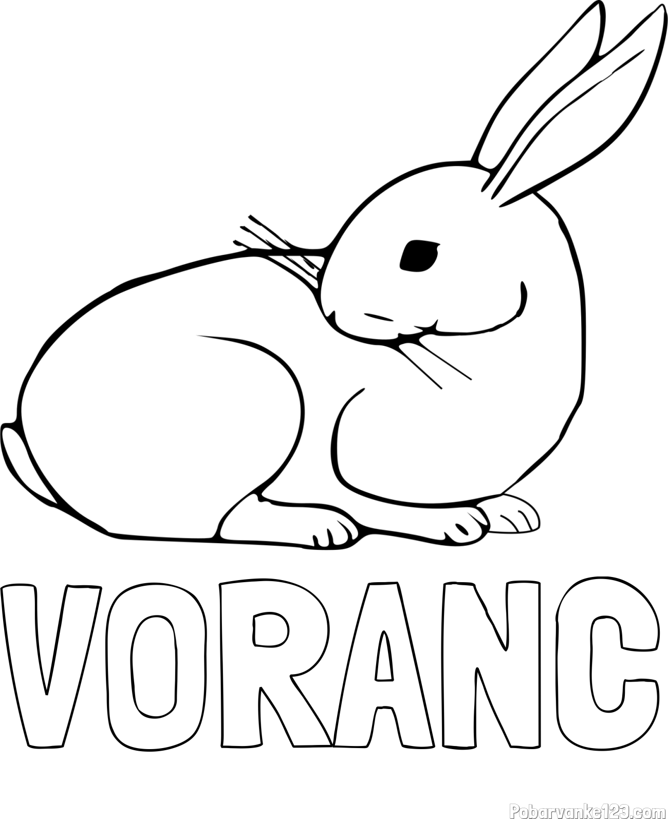 Pobarvanka imena VORANC in pobarvanka zajčka, ki je nekaj opazil