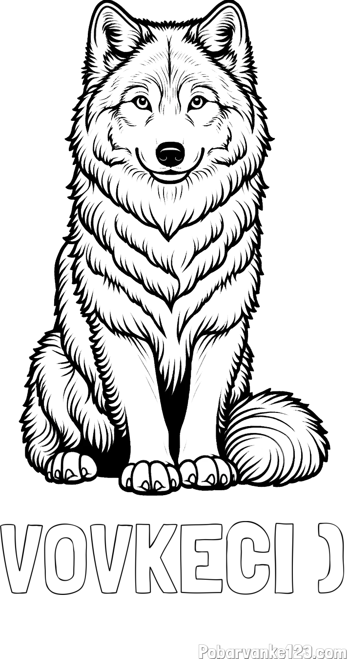 Pobarvanka imena VOVKECI ) in pobarvanka prijaznega volka
