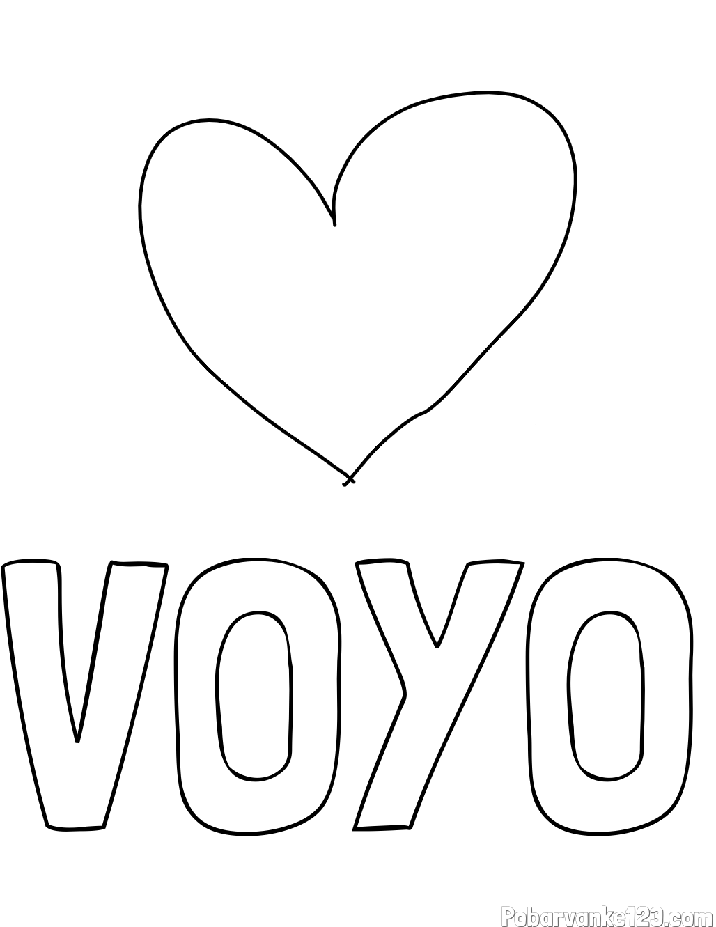 Pobarvanka imena VOYO in srček
