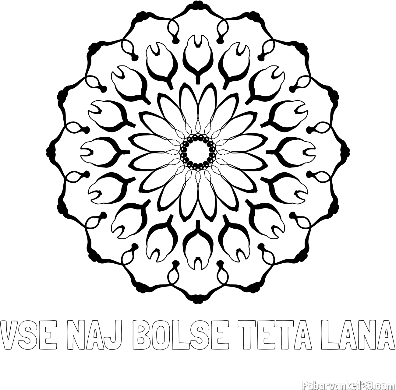 Pobarvanka imena VSE NAJ BOLŠE TETA LANA in mandale 3