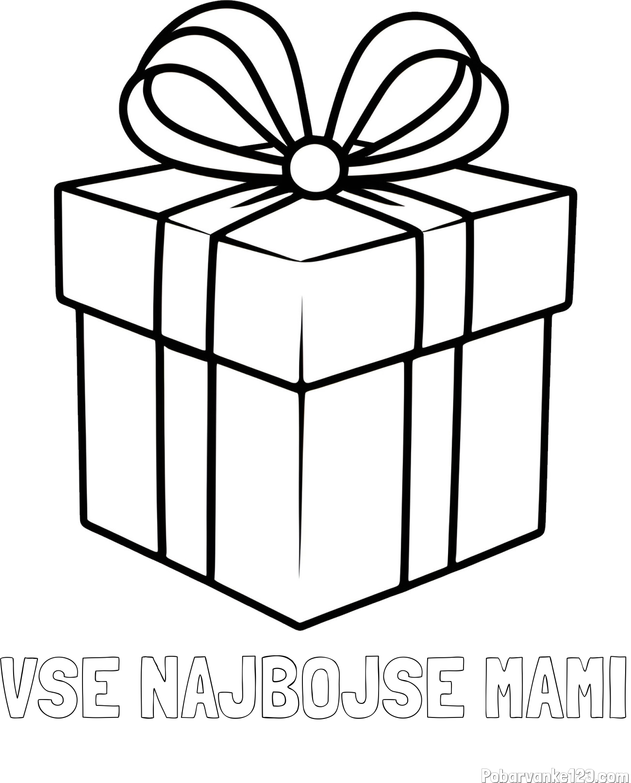 Pobarvanka imena VSE NAJBOJŠE MAMI in pobarvanka preprostega darila