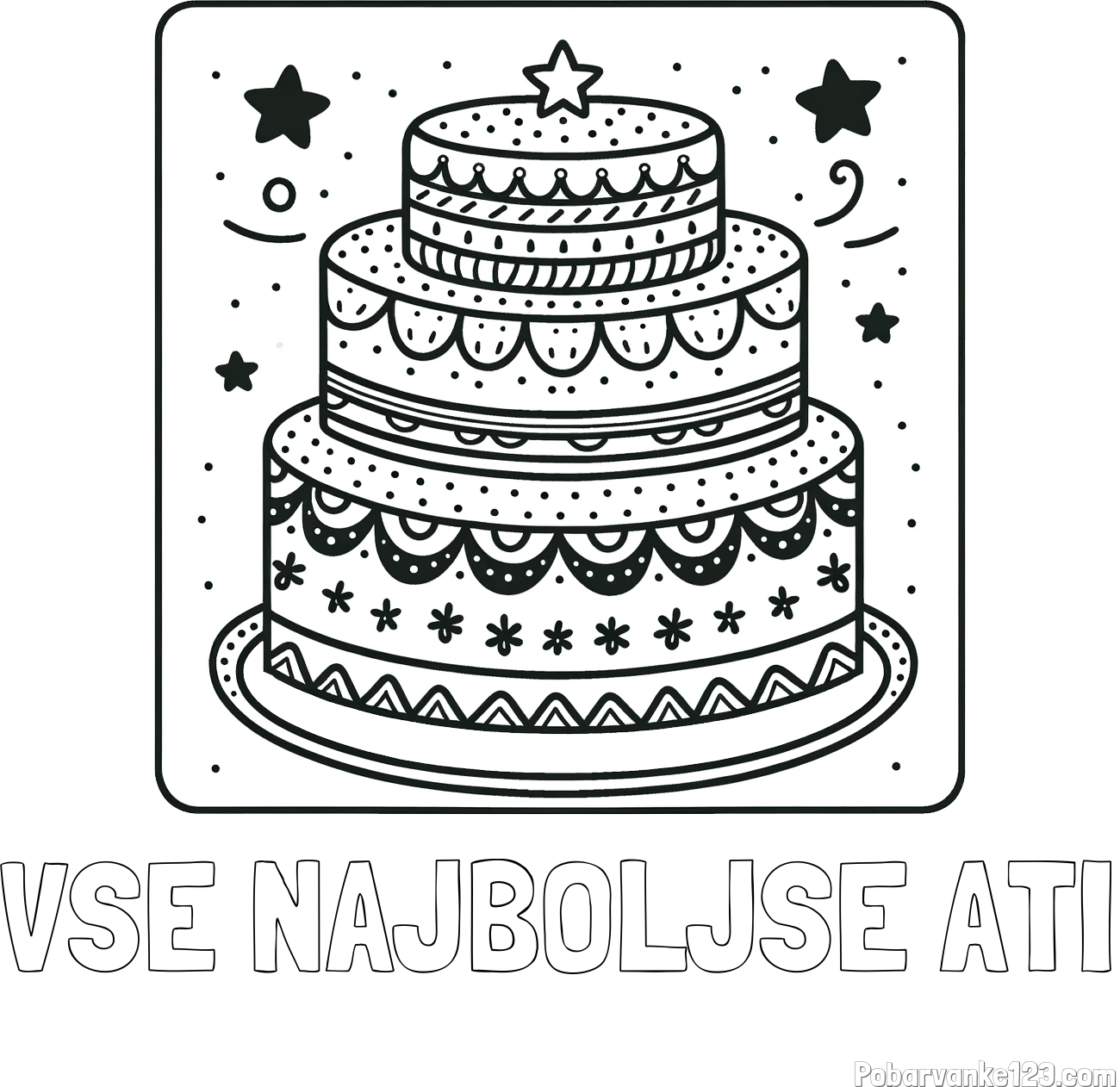 Pobarvanka imena VSE NAJBOLJŠE ATI in pobarvanka slastne torte