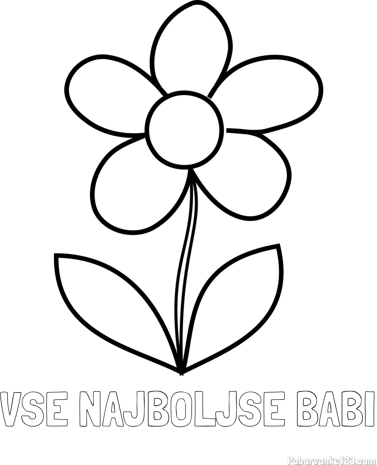 Pobarvanka imena VSE NAJBOLJŠE BABI in otroška pobarvanka rože