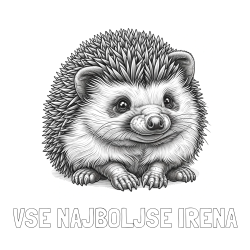 Online izdelana pobarvanka - Pobarvanka imena VSE NAJBOLJŠE IRENA in pobarvanka ježa