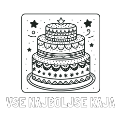 Online izdelana pobarvanka - Pobarvanka imena VSE NAJBOLJŠE KAJA in pobarvanka slastne torte