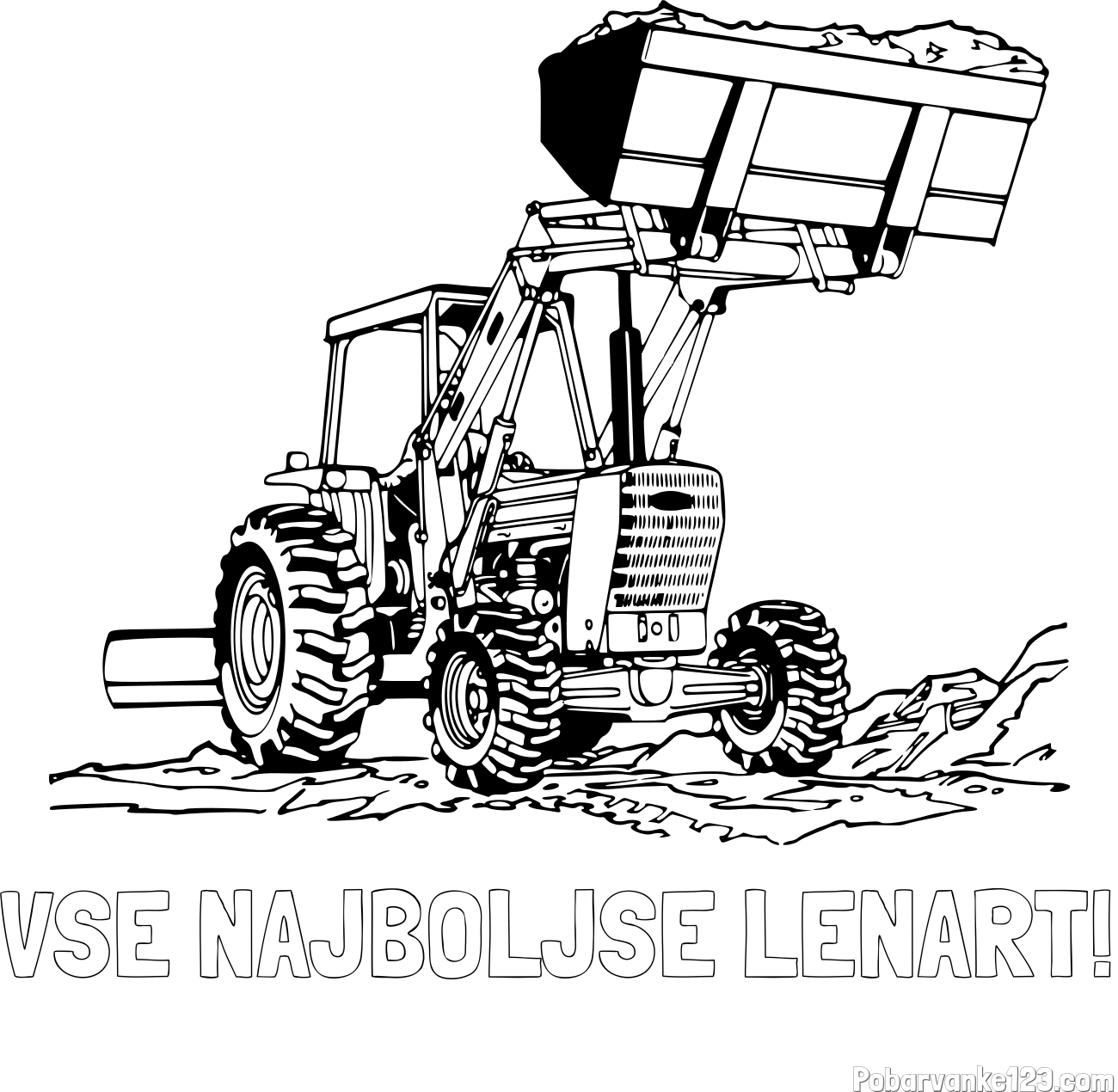 Pobarvanka imena VSE NAJBOLJŠE LENART! in pobarvanka traktorja