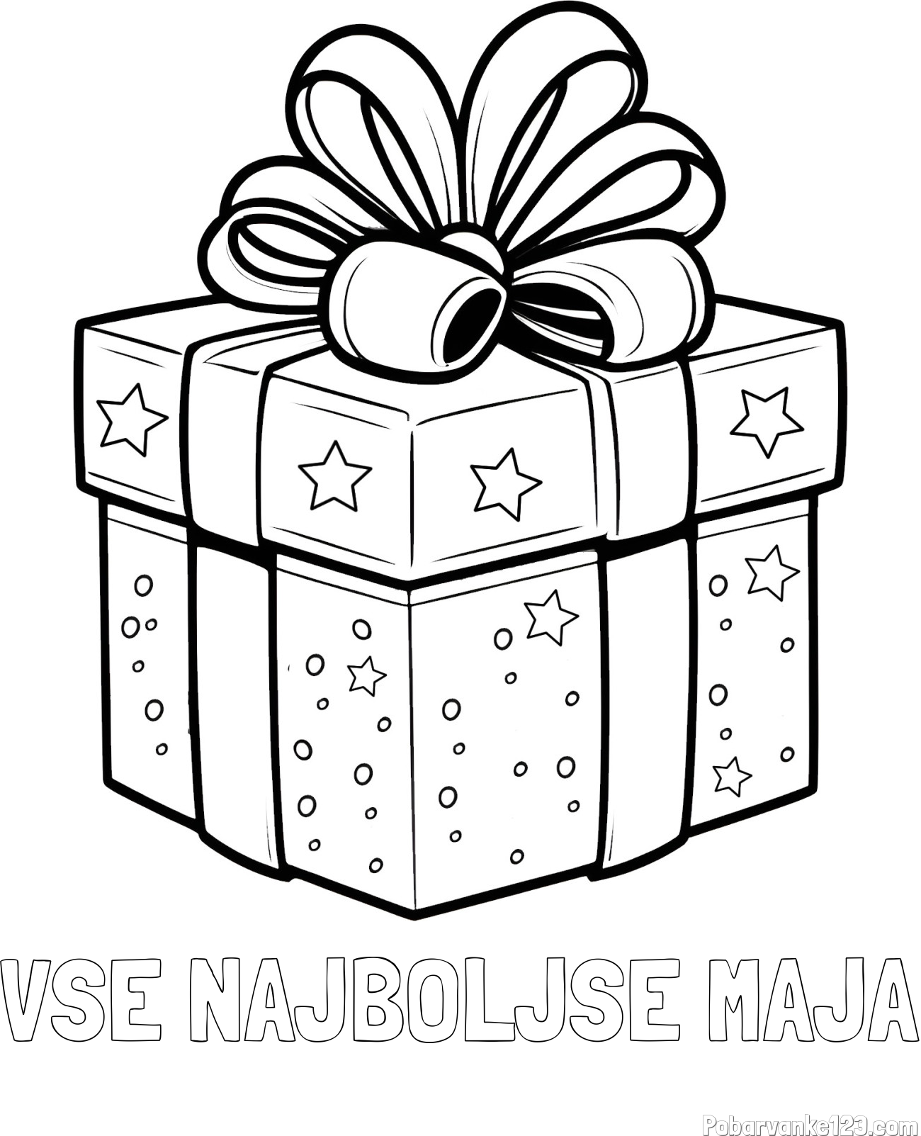 Pobarvanka imena VSE NAJBOLJŠE MAJA in pobarvanka božičnega darila