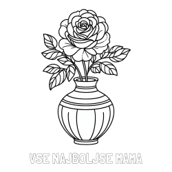 Online izdelana pobarvanka - Pobarvanka imena VSE NAJBOLJŠE MAMA in pobarvanka vrtnice v vazi