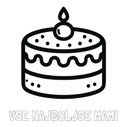 Online izdelana pobarvanka - Pobarvanka imena VSE NAJBOLJŠE MAMI in otroška pobarvanka majhne torte