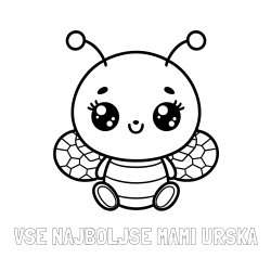 Online izdelana pobarvanka - Pobarvanka imena VSE NAJBOLJŠE MAMI URŠKA in otroška pobarvanka ljubke čebele