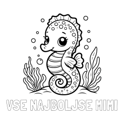 Online izdelana pobarvanka - Pobarvanka imena VSE NAJBOLJŠE MIMI in pobarvanka morskega konjička