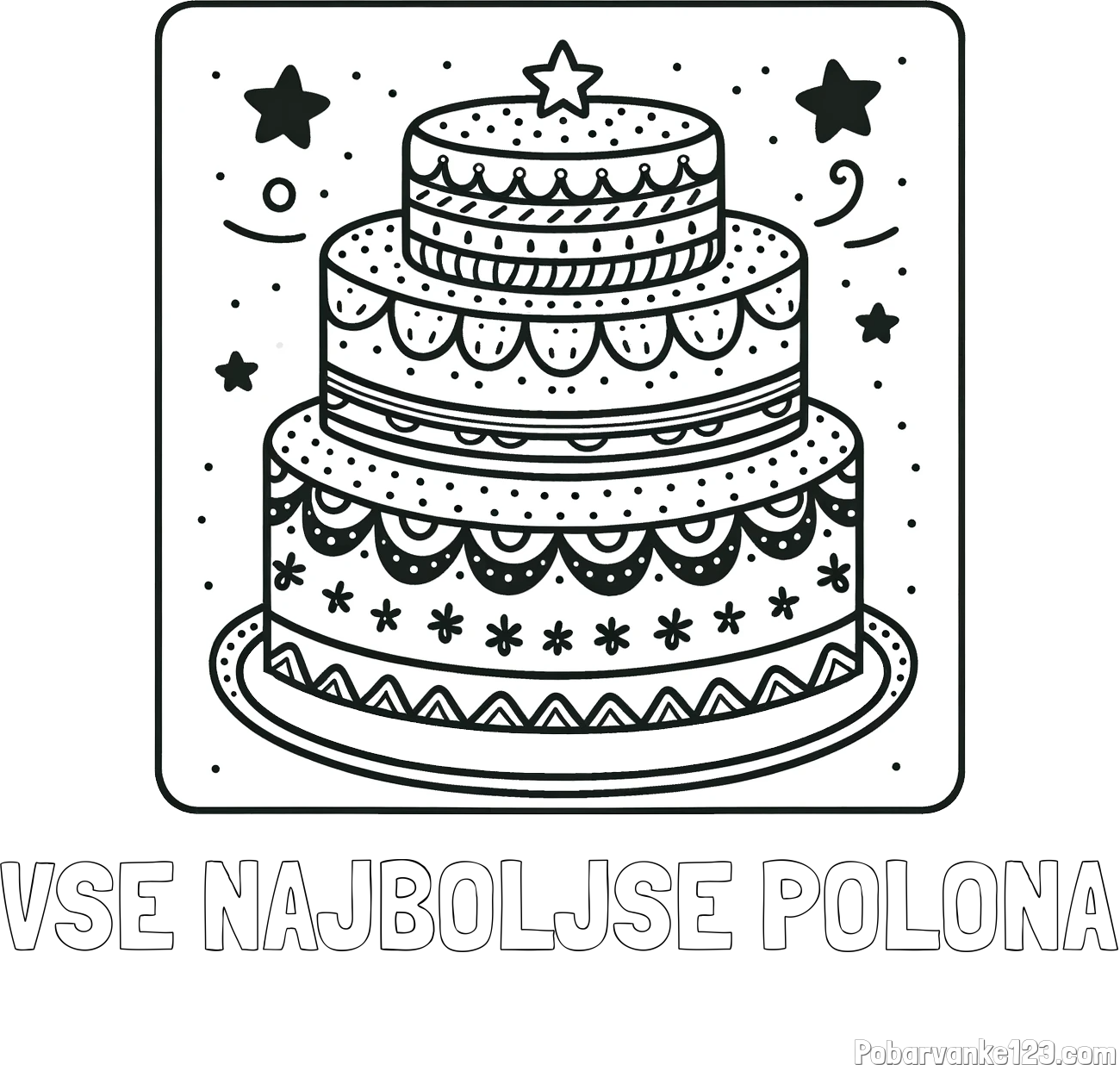 Pobarvanka imena VSE NAJBOLJŠE POLONA in pobarvanka slastne torte