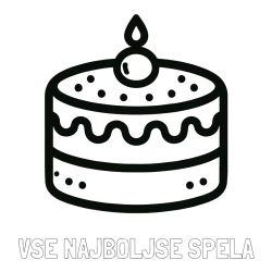 Online izdelana pobarvanka - Pobarvanka imena VSE NAJBOLJŠE ŠPELA in otroška pobarvanka majhne torte