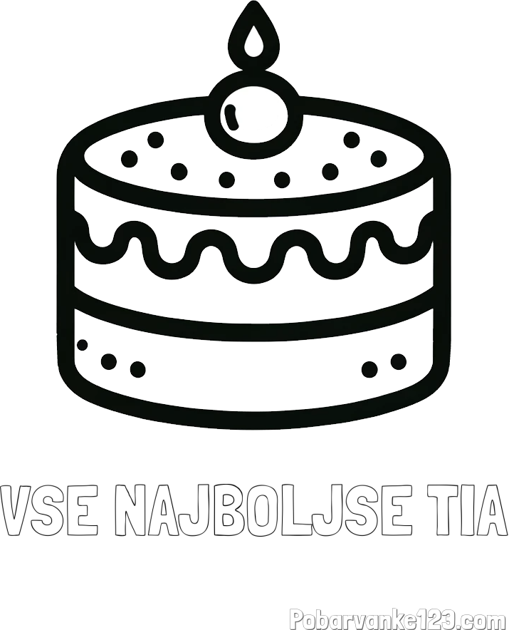 Pobarvanka imena VSE NAJBOLJŠE TIA in otroška pobarvanka majhne torte
