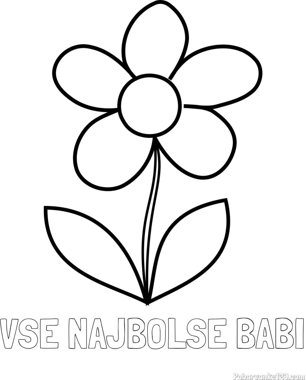 Pobarvanka imena VSE NAJBOLŠE BABI in otroška pobarvanka rože