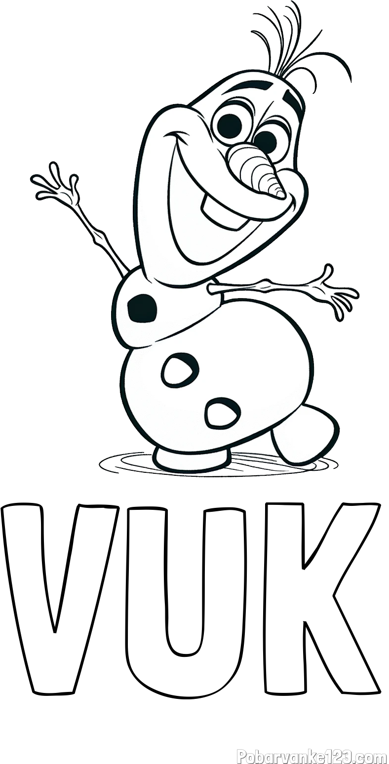 Pobarvanka imena VUK in pobarvanka Olaf