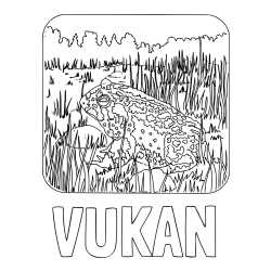 Online izdelana pobarvanka - Pobarvanka imena VUKAN in pobarvanka žabe