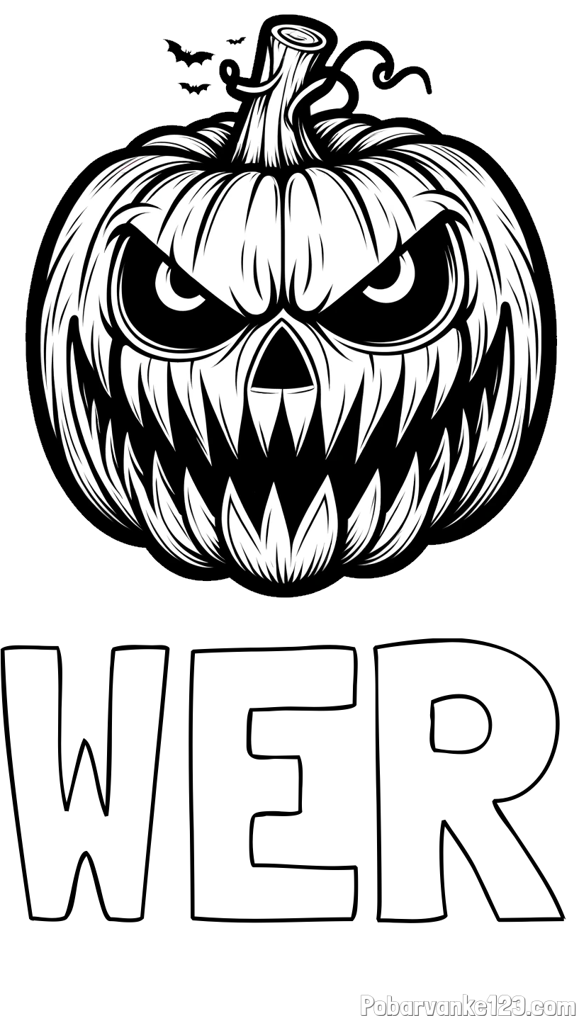 Pobarvanka imena WER in pobarvanka zlobne buče za noč čarovnic