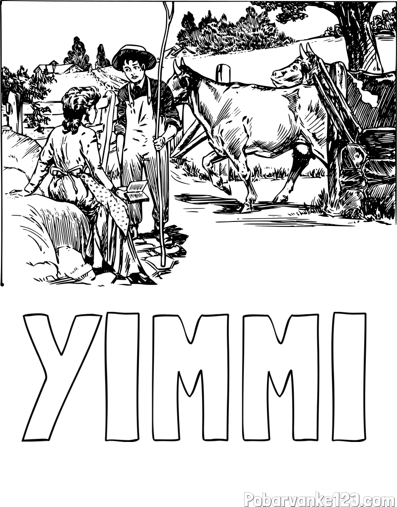 Pobarvanka imena YIMMI in pobarvanka fanta in dekle pri pogovoru