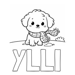 Online izdelana pobarvanka - Pobarvanka imena YLLI in pobarvanka prikupnega psička