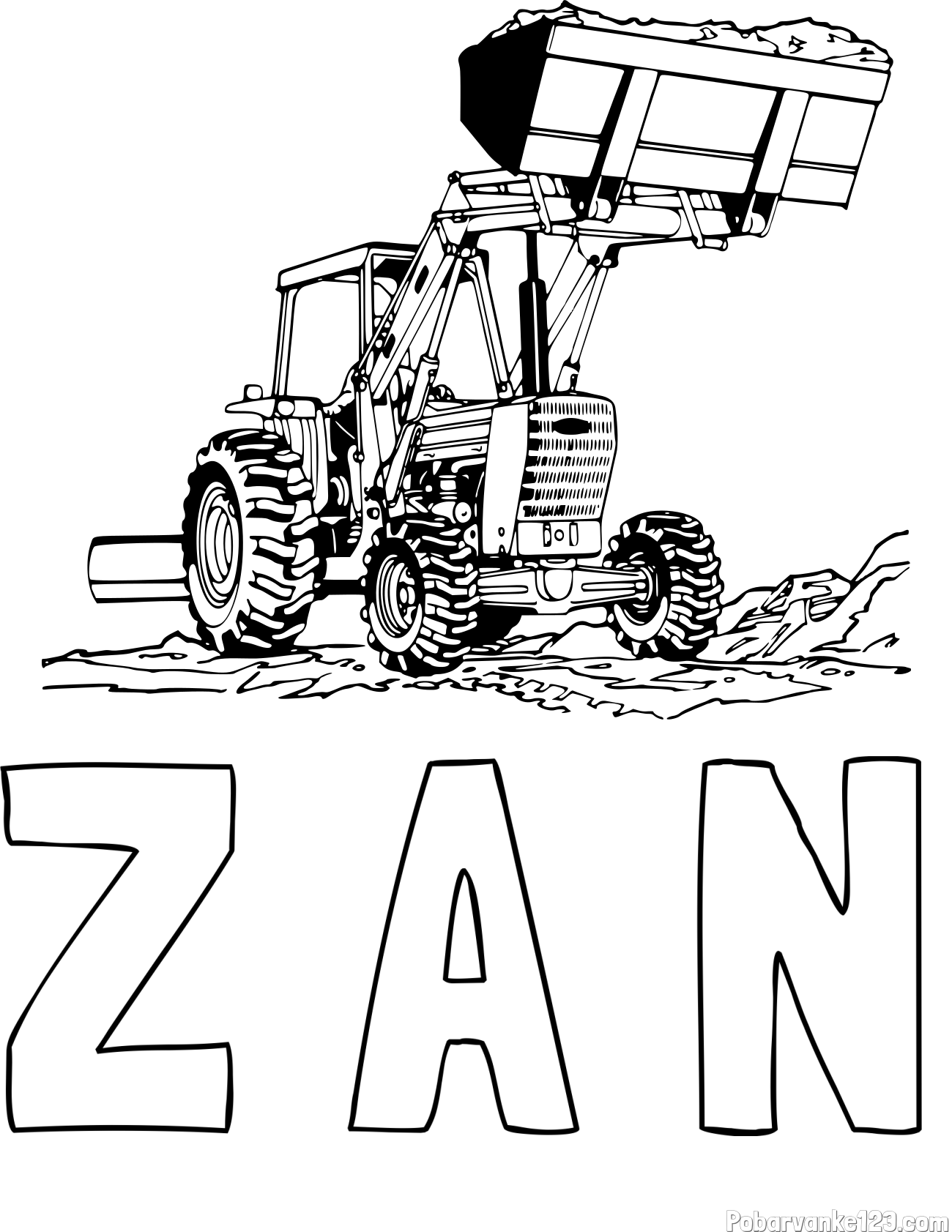 Pobarvanka imena Ž A N in pobarvanka traktorja